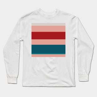 A pleasant consistency of Rouge, Pastel Pink, Silver, Dark Cyan and Petrol stripes. Long Sleeve T-Shirt